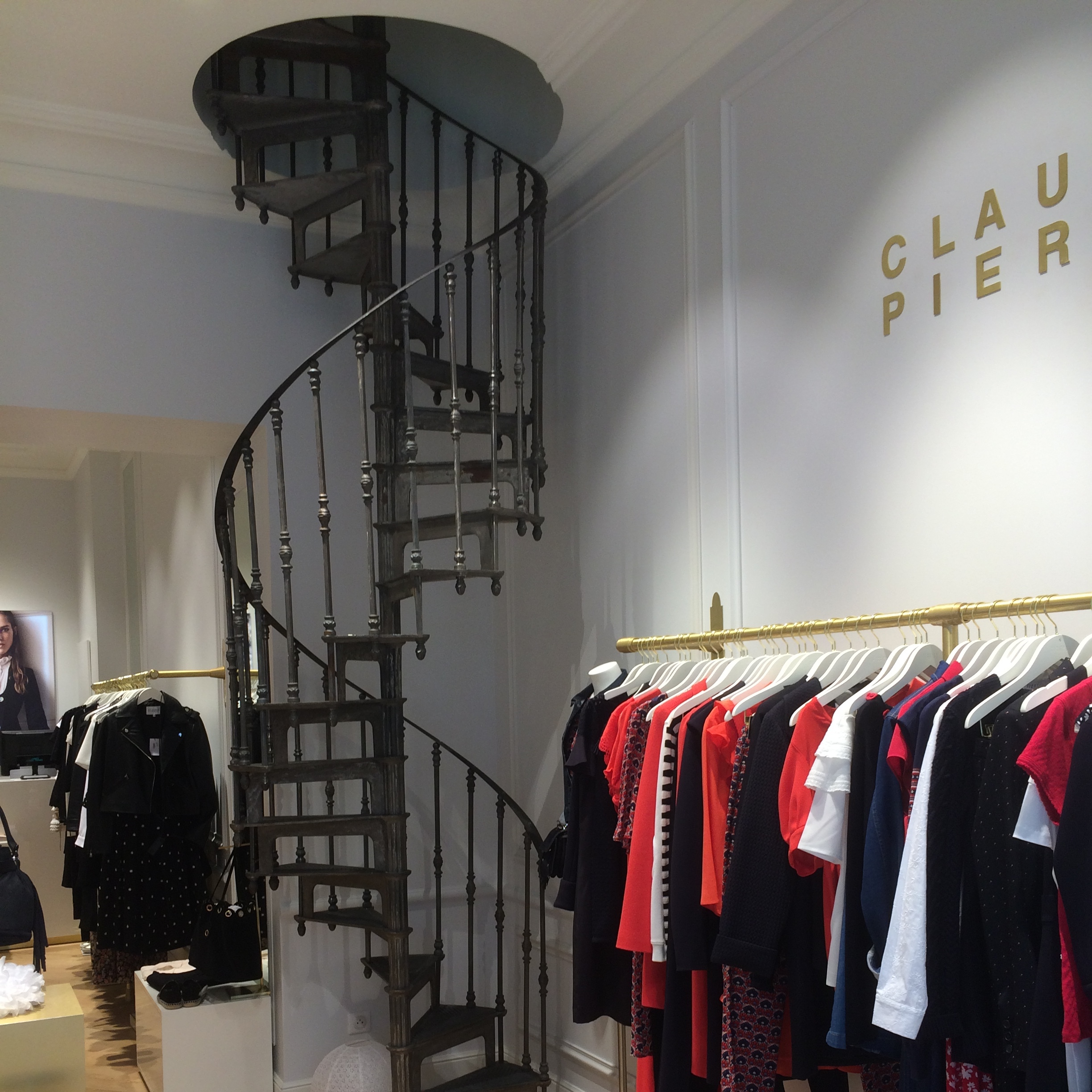 Spiral staircase model Mirecourt in the clothes shop Claudie Pierlot in Annecy (France)