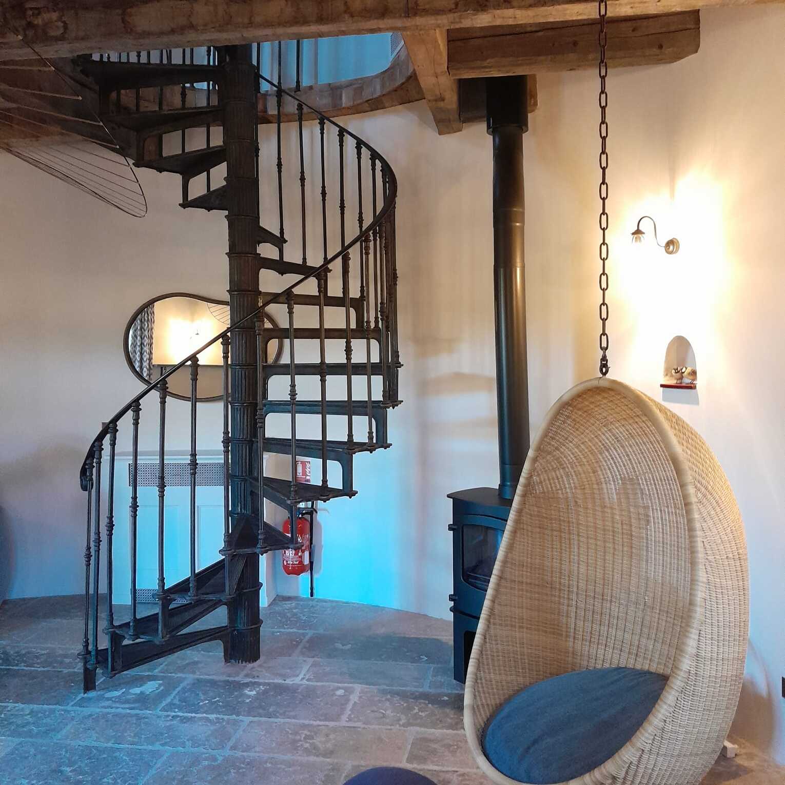 Cast iron spiral staircase model Reims at the Hotel Lou Calen in Cotignac (France)